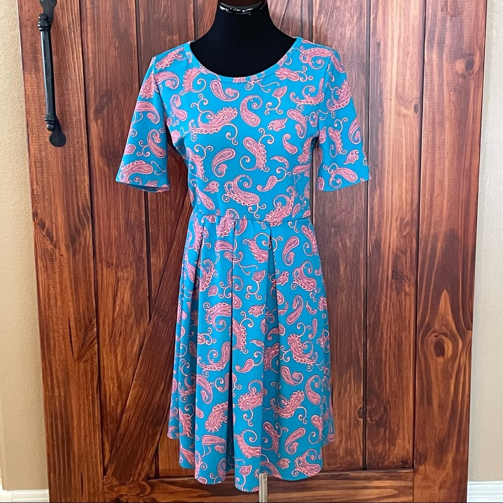 NWT Amelia James Pleated Dress Turquoise Paisley L